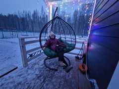 Фото отзыва о товаре Подвесное двухместное кресло-кокон FISHT коричневый + каркас