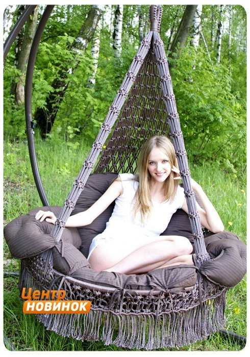 Фото №5 Подвесное кресло - гамак ARENAL с подушками (светло коричневый)