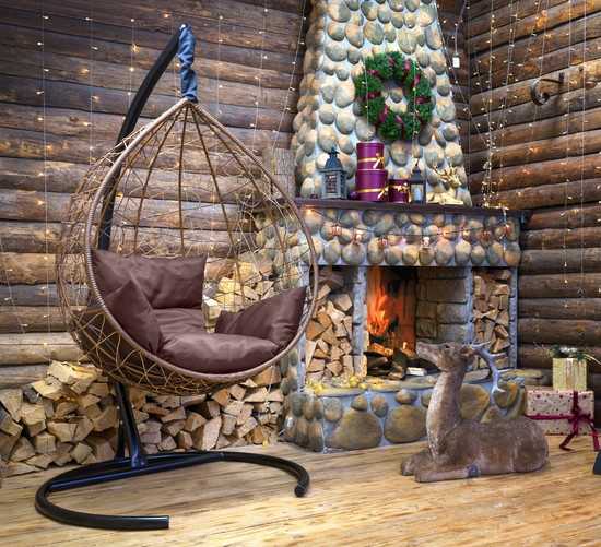 Фото №18 Подвесное кресло-кокон SEVILLA горячий шоколад + каркас