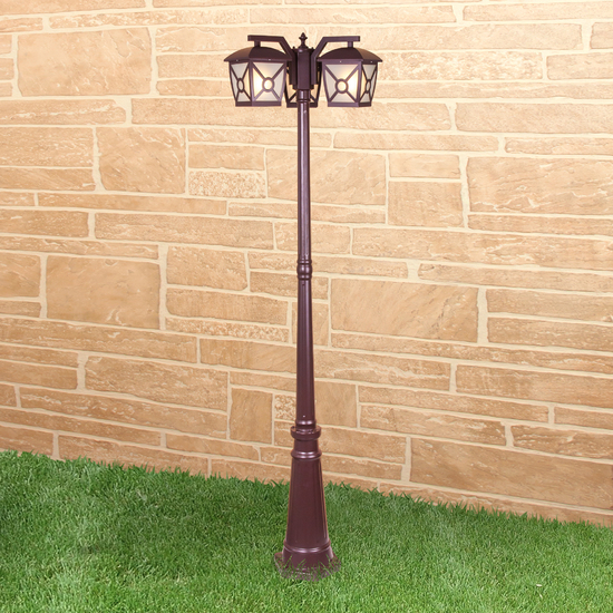 Фото №5 Columba F/3 коричневый уличный трехрожковый светильник на столбе IP33 GL 1022F/3