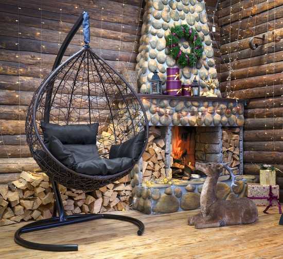 Фото №16 Подвесное кресло-кокон SEVILLA коричневый  + каркас