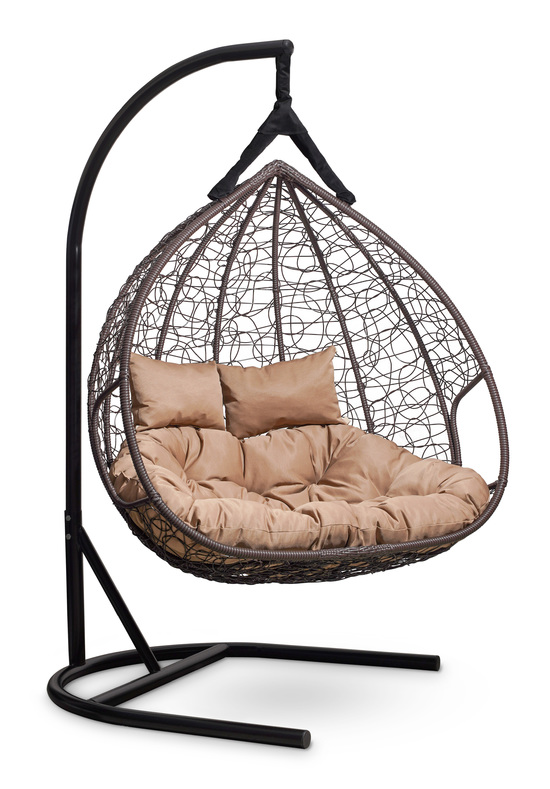 Подвесное кресло кокон sevilla коричневое каркас