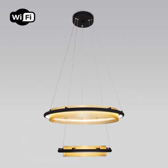 Фото №2 Подвесной светодиодный светильник с управлением по Wi-Fi 90241/2 черный/ золото Smart