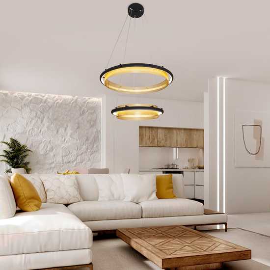 Фото №6 Подвесной светодиодный светильник с управлением по Wi-Fi 90241/2 черный/ золото Smart