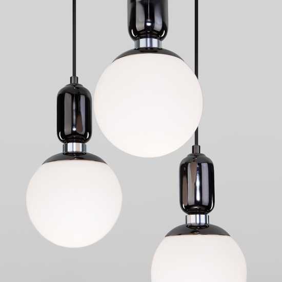 Фото №3 Подвесной светильник со стеклянными плафонами 50151/3 черный жемчуг