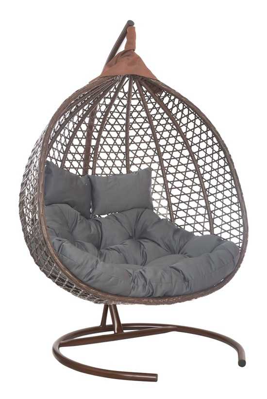 Фото №25 Подвесное двухместное кресло-кокон ФИДЖИ коричневый + каркас