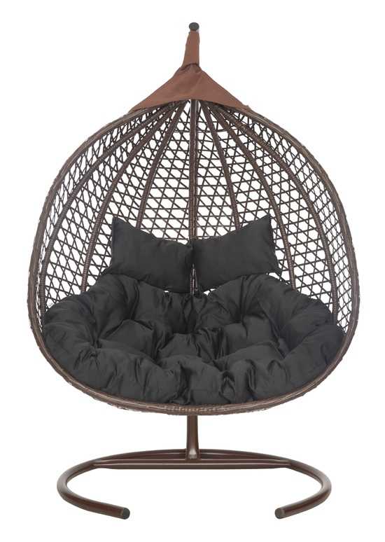 Фото №28 Подвесное двухместное кресло-кокон ФИДЖИ коричневый + каркас