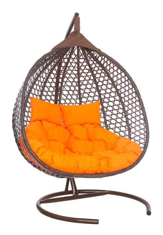 Подвесное двухместное кресло-кокон ФИДЖИ коричневый + каркас