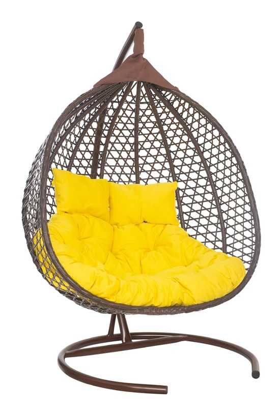 Фото №8 Подвесное двухместное кресло-кокон ФИДЖИ коричневый + каркас