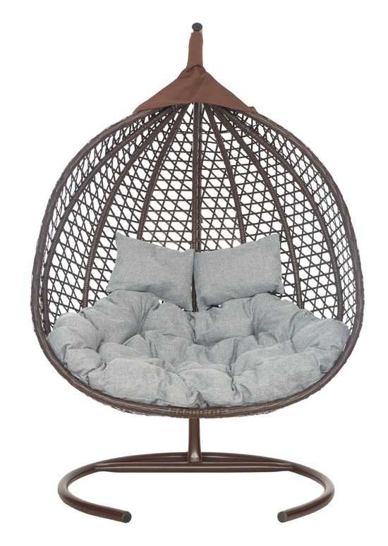 Фото №11 Подвесное двухместное кресло-кокон ФИДЖИ коричневый + каркас