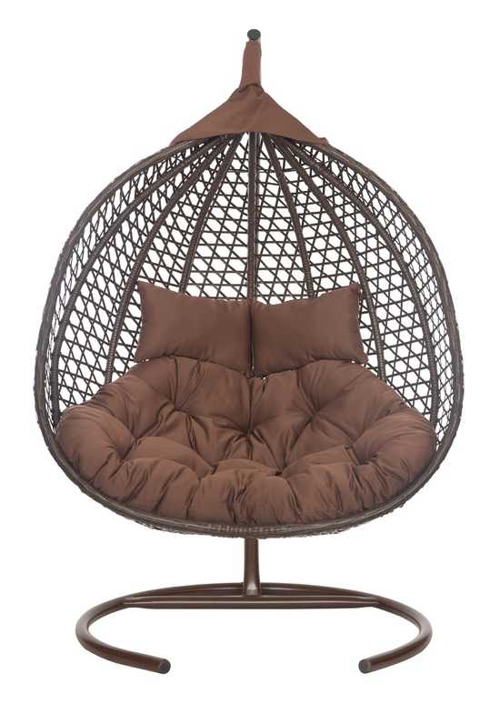 Фото №14 Подвесное двухместное кресло-кокон ФИДЖИ коричневый + каркас
