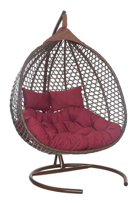 Фото №7 Подвесное двухместное кресло-кокон ФИДЖИ коричневый + каркас