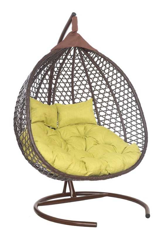 Фото №15 Подвесное двухместное кресло-кокон ФИДЖИ коричневый + каркас