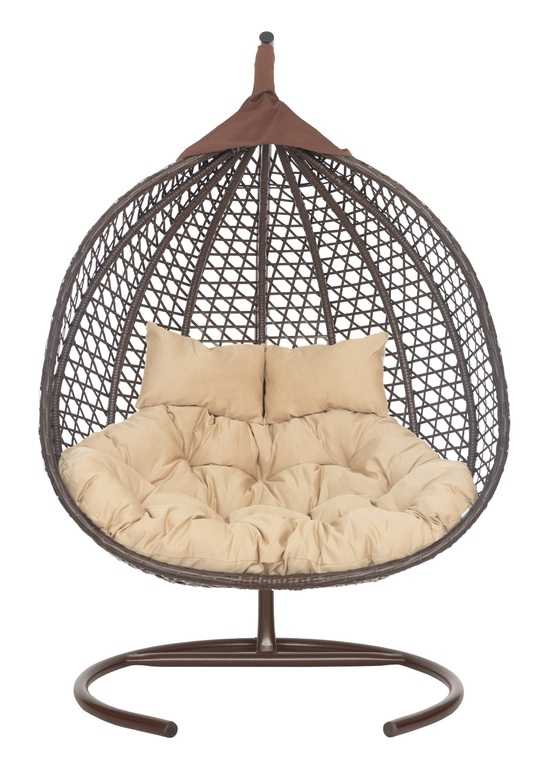 Фото №21 Подвесное двухместное кресло-кокон ФИДЖИ коричневый + каркас