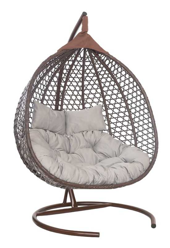 Фото №4 Подвесное двухместное кресло-кокон ФИДЖИ коричневый + каркас