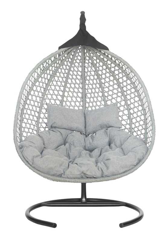 Фото №4 Подвесное двухместное кресло-кокон ФИДЖИ серый + каркас