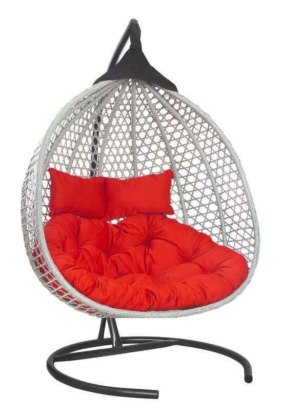 Фото №2 Подвесное двухместное кресло-кокон ФИДЖИ серый + каркас