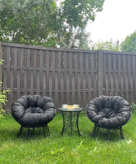 Фото №11 Набор садовый ПАПАСАН 2 кресла + столик (черный)