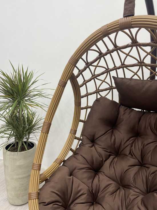Фото №14 Подвесное кресло-кокон SAVIRA горячий шоколад  + каркас