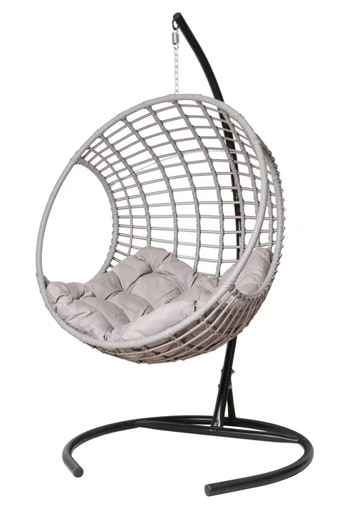Фото №13 Подвесное кресло-кокон FLATA серый + каркас