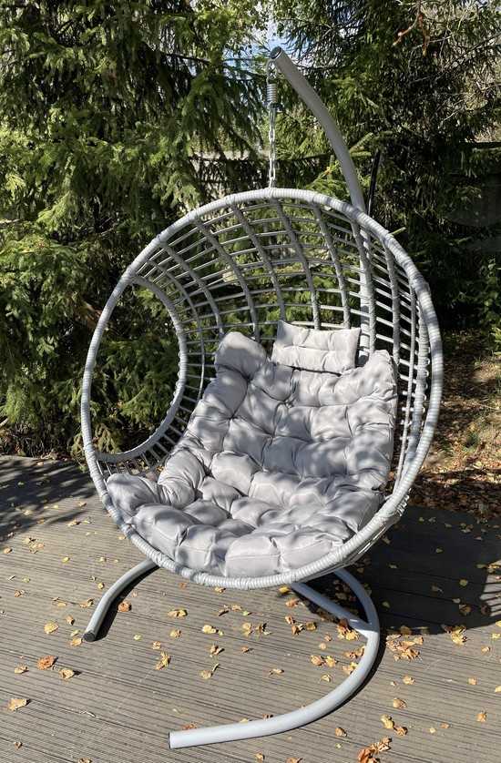 Фото №3 Подвесное кресло-кокон FLATA серый + каркас