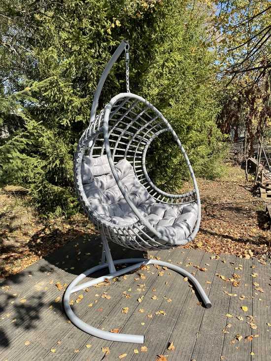 Фото №2 Подвесное кресло-кокон FLATA серый + каркас