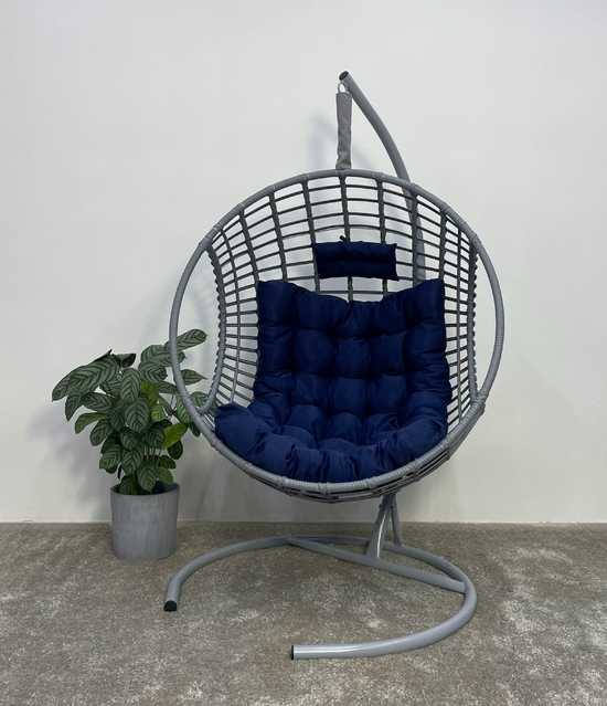 Фото №4 Подвесное кресло-кокон FLATA серый + каркас
