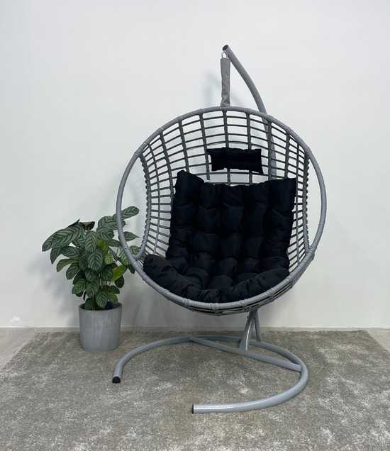 Фото №12 Подвесное кресло-кокон FLATA серый + каркас