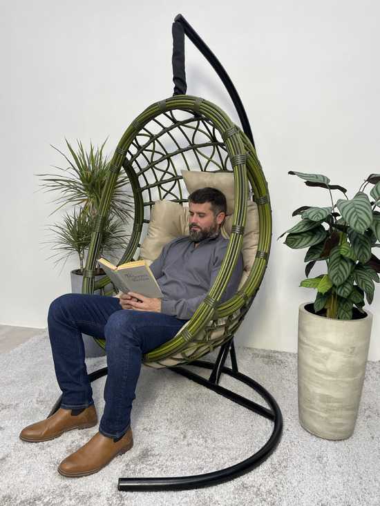 Фото №4 Подвесное кресло-кокон SAVIRA бамбук  + каркас