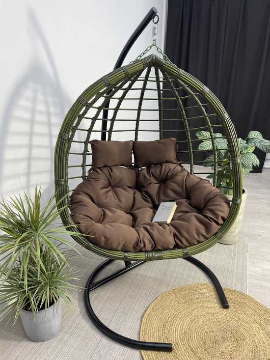 Фото №4 Подвесное двухместное кресло-кокон HASTA бамбук  + каркас
