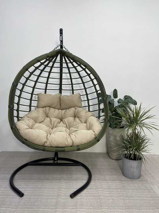 Фото №3 Подвесное двухместное кресло-кокон HASTA бамбук  + каркас