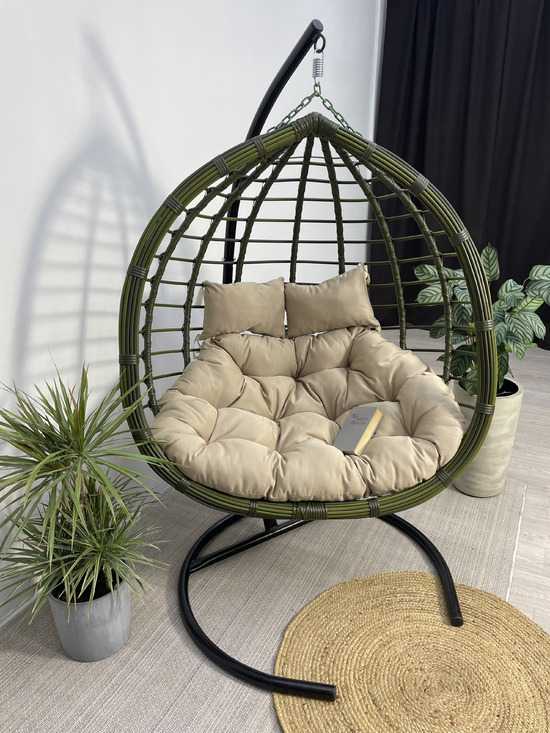 Подвесное двухместное кресло-кокон HASTA бамбук  + каркас
