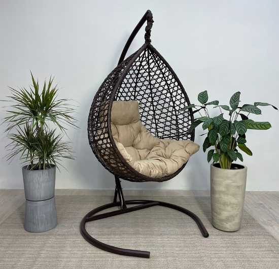 Фото №6 Подвесное кресло-кокон Montblanc Comfort (Монблан) коричневый + каркас