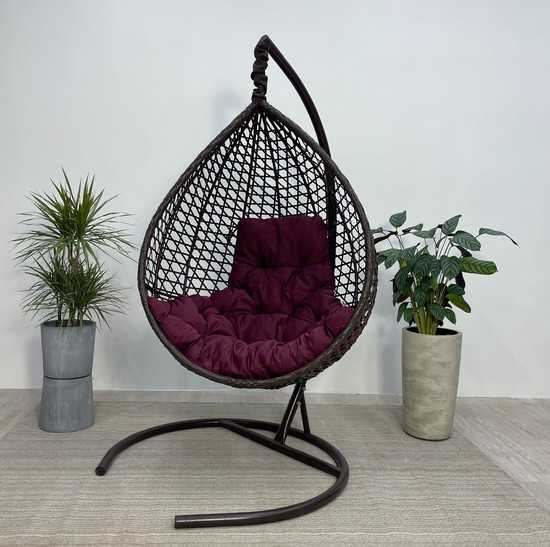Фото №8 Подвесное кресло-кокон Montblanc Comfort (Монблан) коричневый + каркас