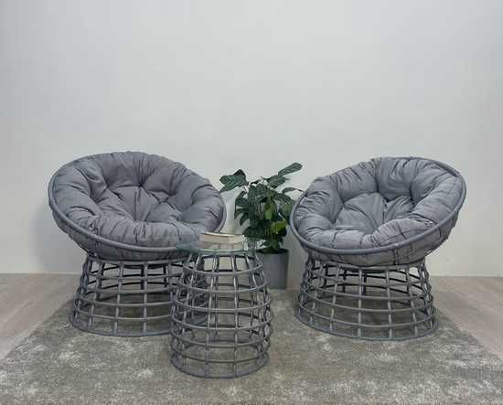 Фото №3 Комплект кофейный со столиком FLATA (2 кресла + столик) серый