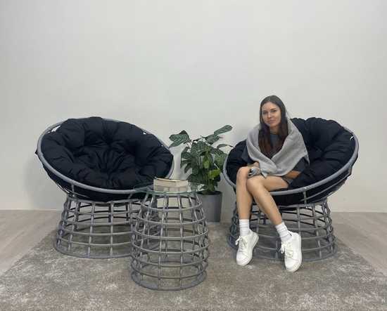 Фото №8 Комплект кофейный со столиком FLATA (2 кресла + столик) серый