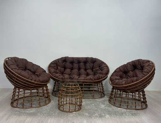 Фото №9 Комплект для отдыха SAVIRA (диван + 2 кресла + столик) горячий шоколад