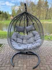 фото Подвесное двухместное кресло-кокон ФИДЖИ серый + каркас