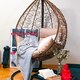 Фото №15 Подвесное кресло-кокон SEVILLA горячий шоколад + каркас